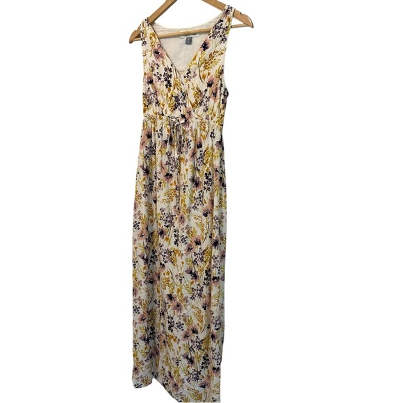 Women's XS MATERNITY Cottagecore Maxi Floral Soft V-Neck Sleeveless Dress - Picture 3 of 7